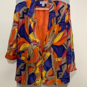 Carol Horn Women’s Vintage Colorful Abstract Blazer M P2P 21.5”